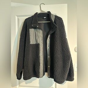 PacSun Cozy Hiker Oversized Sherpa Jacket Gray Black Sz. Medium